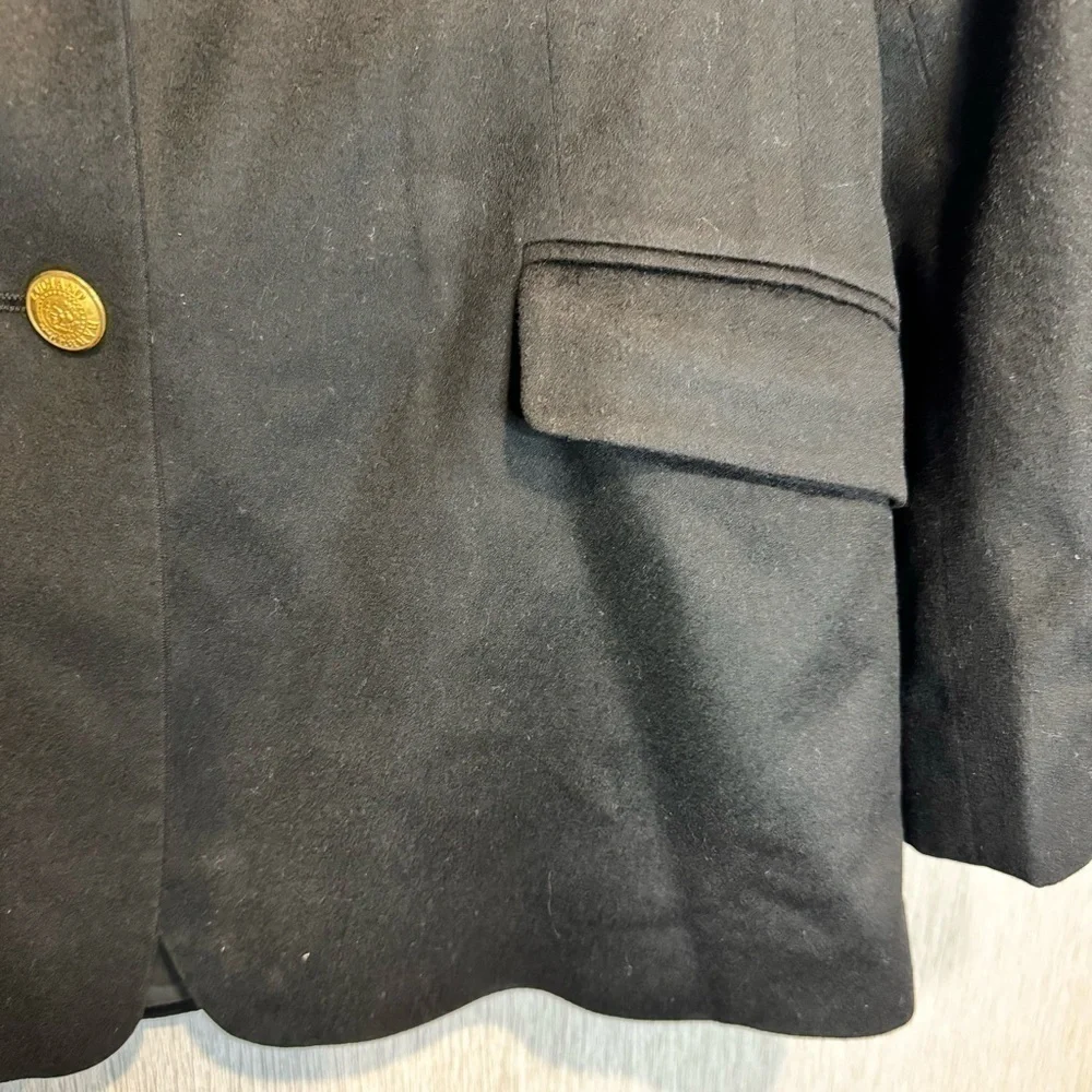 Luciano Barbera Black Classic Blazer 3 Gold Buttons and Short Shoulder Pads
